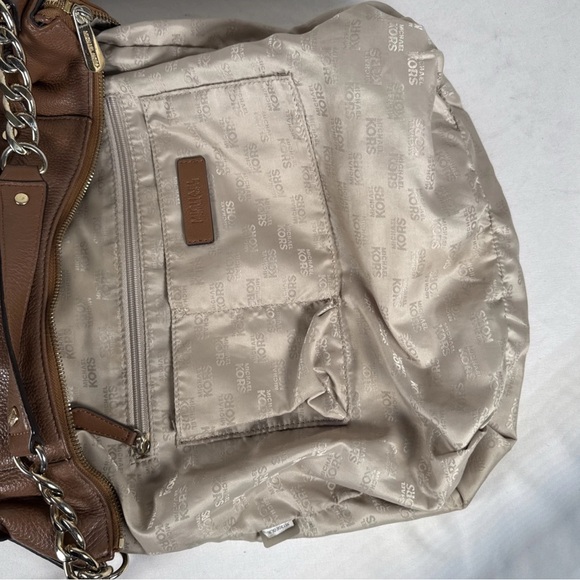 Michael Kors Leather 2way shoulder Crossbody Tote Brown Gold hobo  shoulder bag - Picture 11 of 14